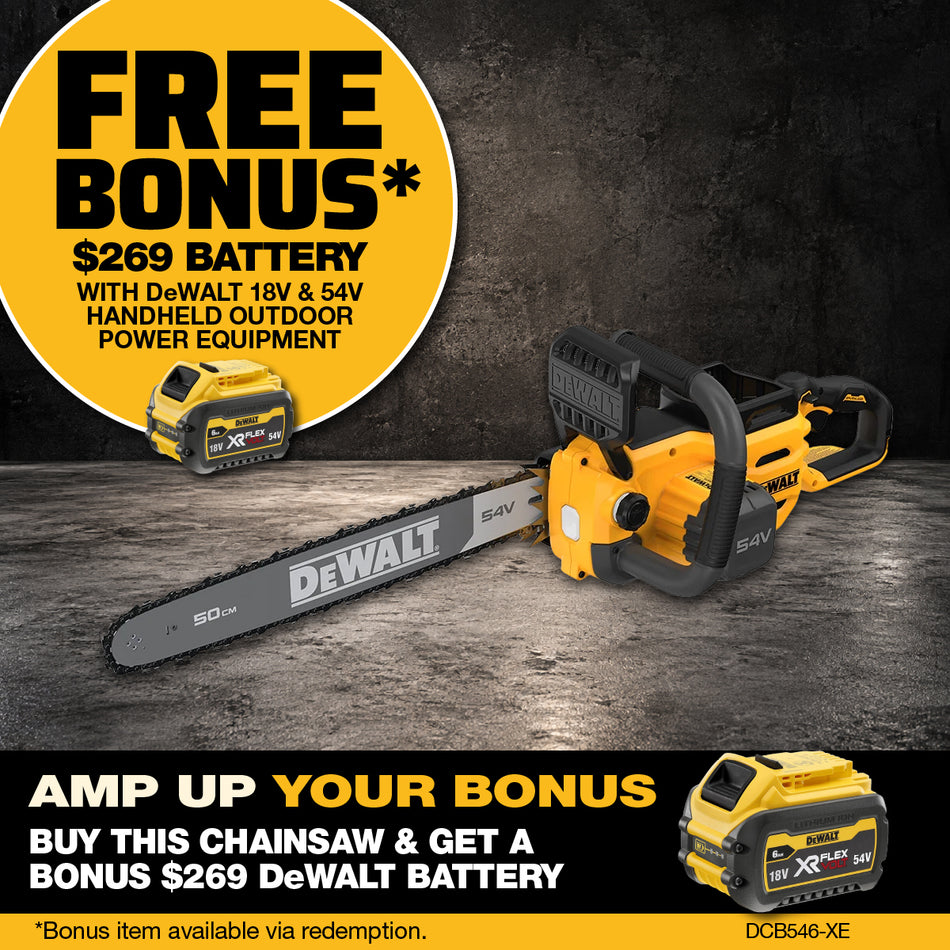 DeWALT 54V FLEXVOLT 50cm Chainsaw - Designed for exterior construction clean-up or outdoor landscape maintenance