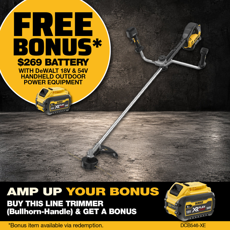 DeWALT 54V XR 42cm Brushless Line Trimmer (Bullhorn-Handle) - Designed for precision, durability, and comfort