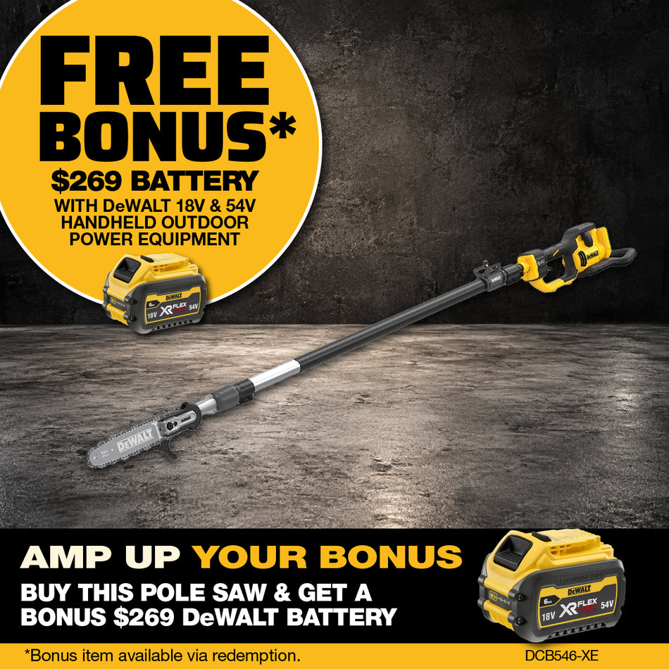 DeWALT 54V XR FLEXVOLT 3.5m Telescopic Pole Saw - Designed for efficiency, comfort, and durability