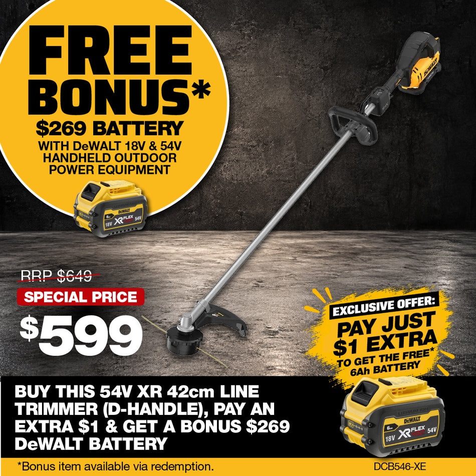 DeWALT 54V XR 42cm Brushless Line Trimmer (D-Handle) - Engineered for high performance, durability, and runtime