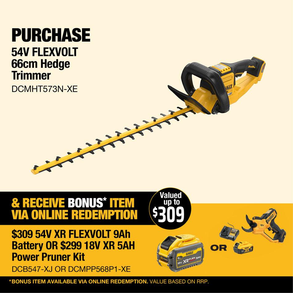 DeWALT 54V FLEXVOLT 66cm Hedge Trimmer - Cut thicker branches and tackle larger properties with ease