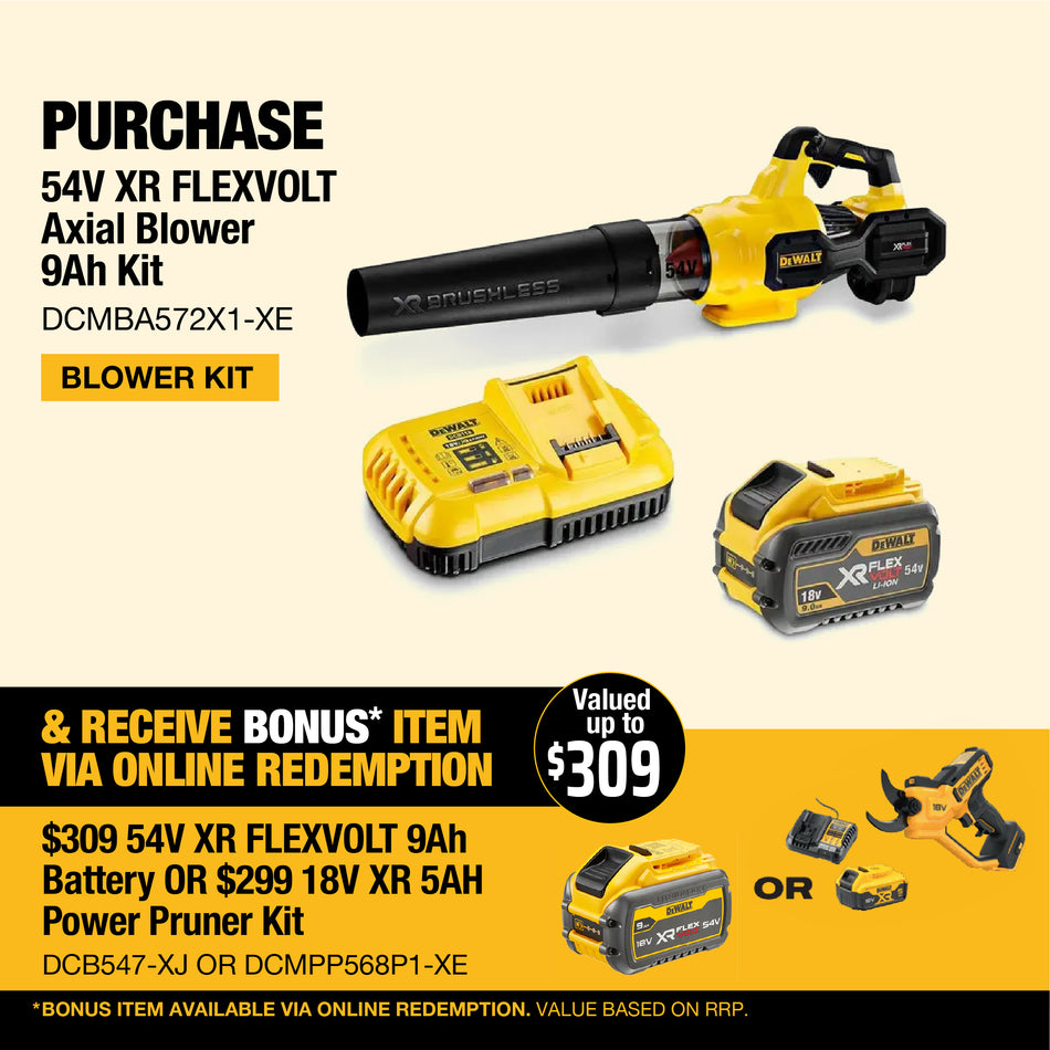 DeWALT 54V XR FLEXVOLT Axial Blower 9Ah Kit - Features a brushless motor for a  quiet operation and an excellent power-to-weight ratio