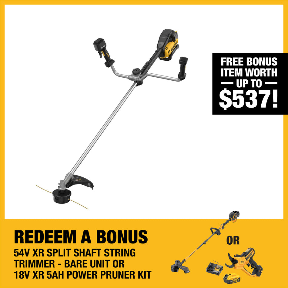 DeWALT 54V XR 42cmm Brushless Line Trimmer (Bullhorn-Handle) - Designed for precision, durability, and comfort.