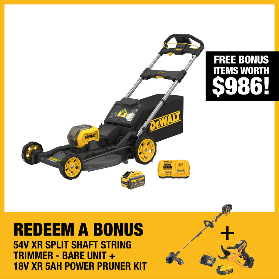 DeWALT 54V XR 21'' Push Mower 9Ah Kit - Powerful performance and extended runtime for tackling large lawns with ease.