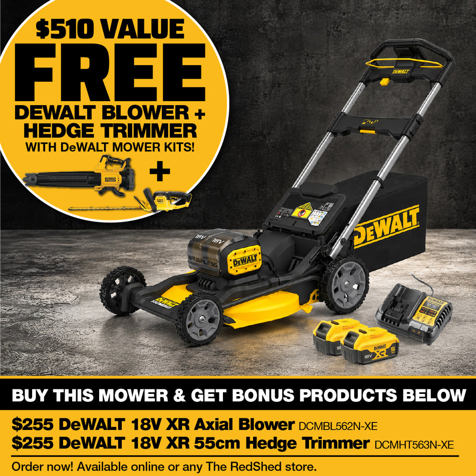 DeWALT 18V XR 21" Brushless Push Mower 2x 5Ah Kit - A powerful unit for property maintenance