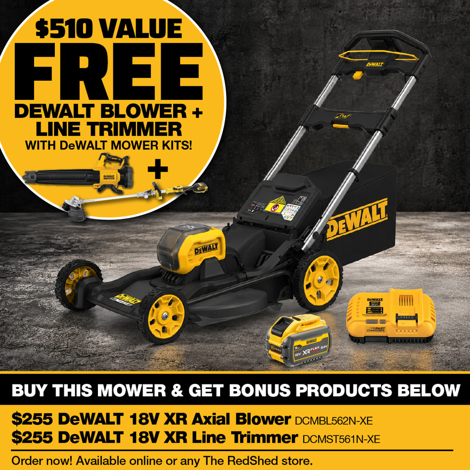 DeWALT 54V XR 21'' Push Mower 9Ah Kit - Powerful performance and extended runtime for tackling large lawns with ease
