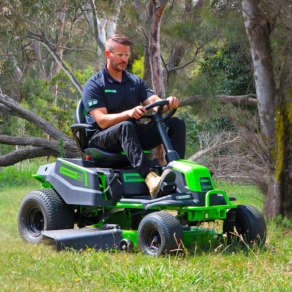 Greenworks 60V 42in Electric Ride On Mower - perfect for large lawns!