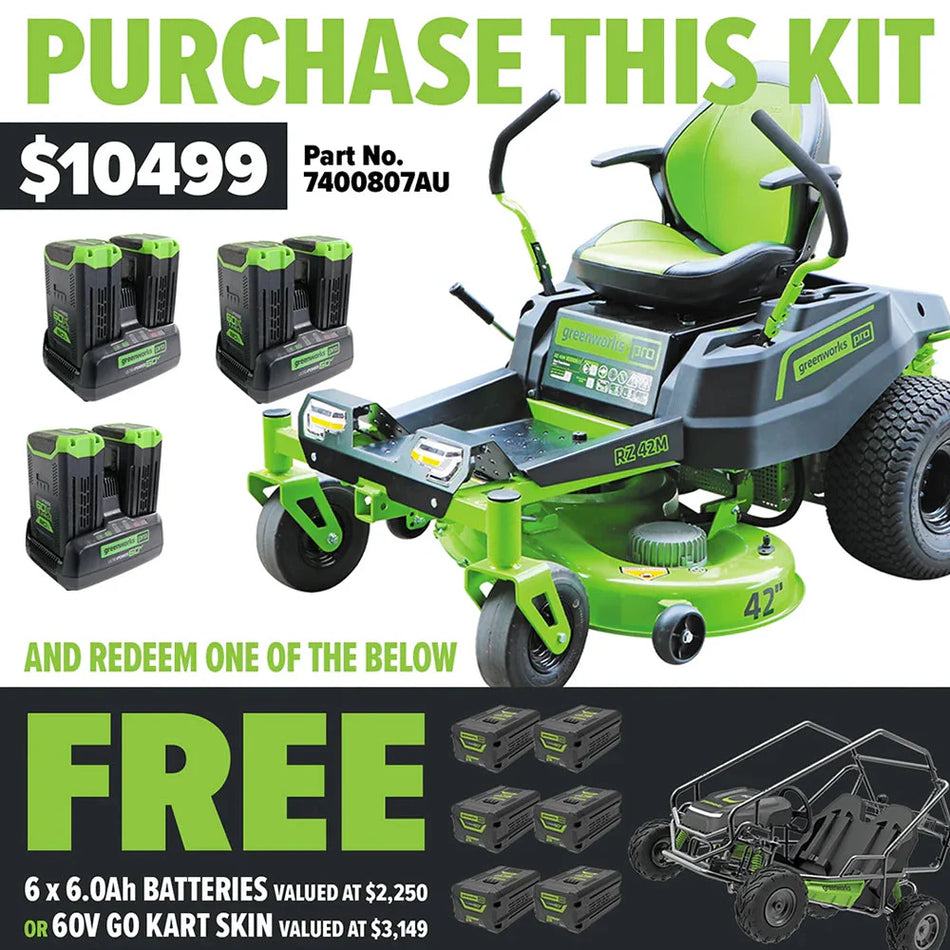 Greenworks 60V 42in Electric Zero Turn Kit