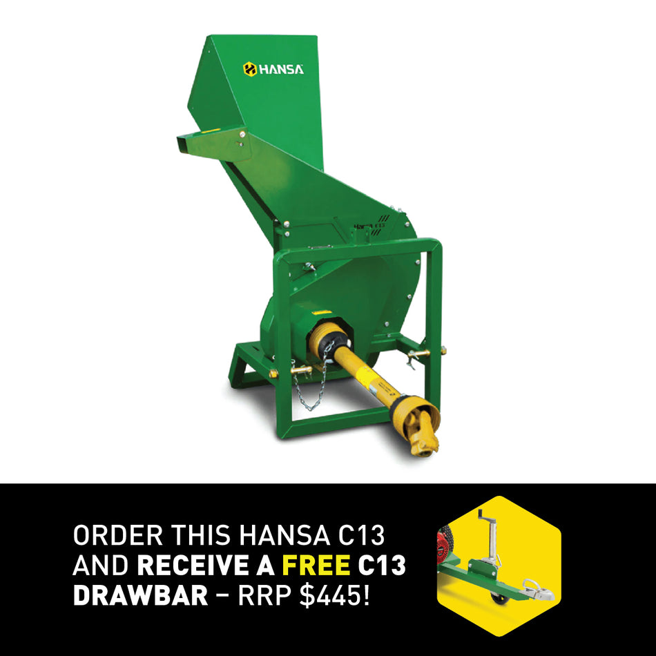 Hansa C13PTO Chipper with FREE $495 Drawbar!