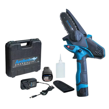 Archer-Archer Mini Battery Cordless Saw - 100mm 4", 14.4V 1.5Ah Lithium-Ion, Kit includes batteries & charger!-Battery Chainsaw Kit-