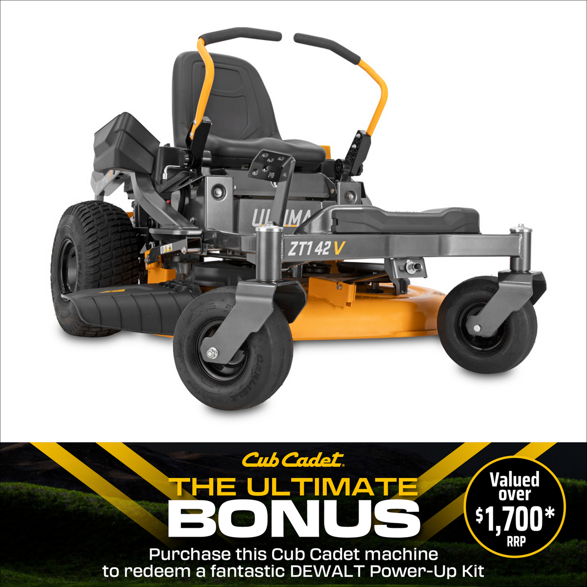 Cub Cadet-Cub Cadet ZT1 42 V - With dual EZT 2200 hydrostatic transmissions for quick and effortless ground speed.-Zero Turn Mower-