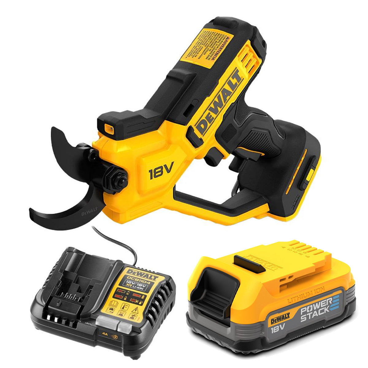 DeWALT-DeWALT 18V Power Pruner Starter Kit - 18V Power Pruner with 38mm cut - Kit with 18V Battery & 18V Charger-Pruner Kit-