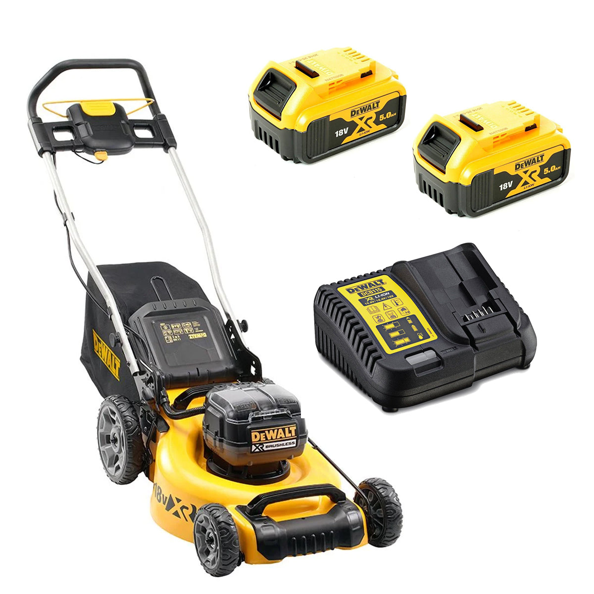 DeWALT-DeWALT 2x18V XR 19in Lawn Mower Kit - 19in 18V XR Lawn Mower Kit with Batteries and Charger - Best Gift Option!-Lawn Mower-
