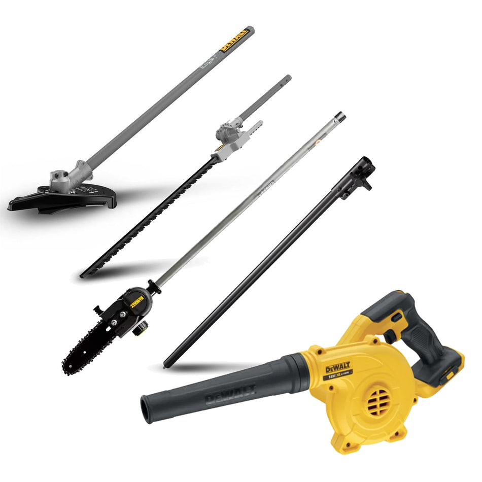 DeWALT-DeWALT 18V XR Outdoor Kit - 18V XR 5Ah Kit with Line Trimmer, Jobsite Blower & attachments!-Garden Tool Kit-