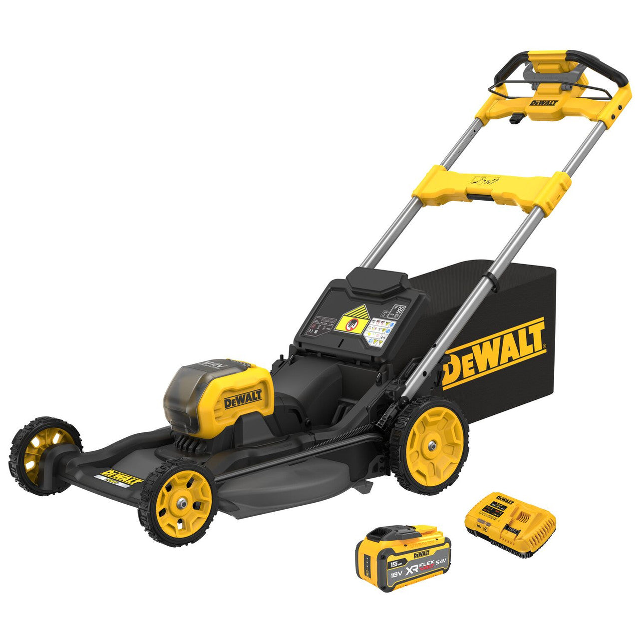 DeWALT-DeWALT 54V XR Brushless 530mm 21" Self-Propelled RWD Mower 15Ah Kit - Ideal for heavy users who are looking for a quiet but powerful mower.-Lawn Mower-