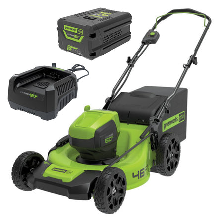 Greenworks-Greenworks 60V 18'' 4Ah Mower Kit - 60V 46cm (18") Brushless Push Mower with 4Ah battery and charger-Lawn Mower-