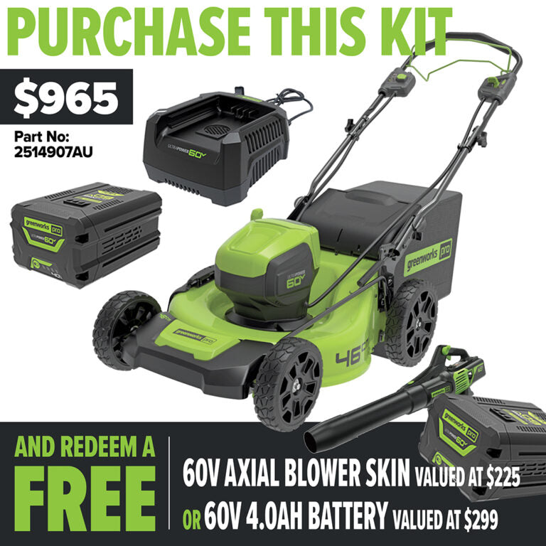 Greenworks-Greenworks 60V 18'' SP 4Ah Kit - Greenworks 60V 18" Self Propelled Lawnmower kit with 4Ah battery & charger-Lawn Mower-