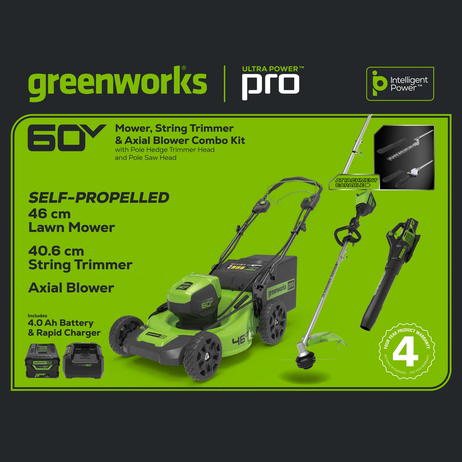 Greenworks-Greenworks 60V 46cm Self-Propelled Lawnmower Start Up Kit-Lawn Mower-