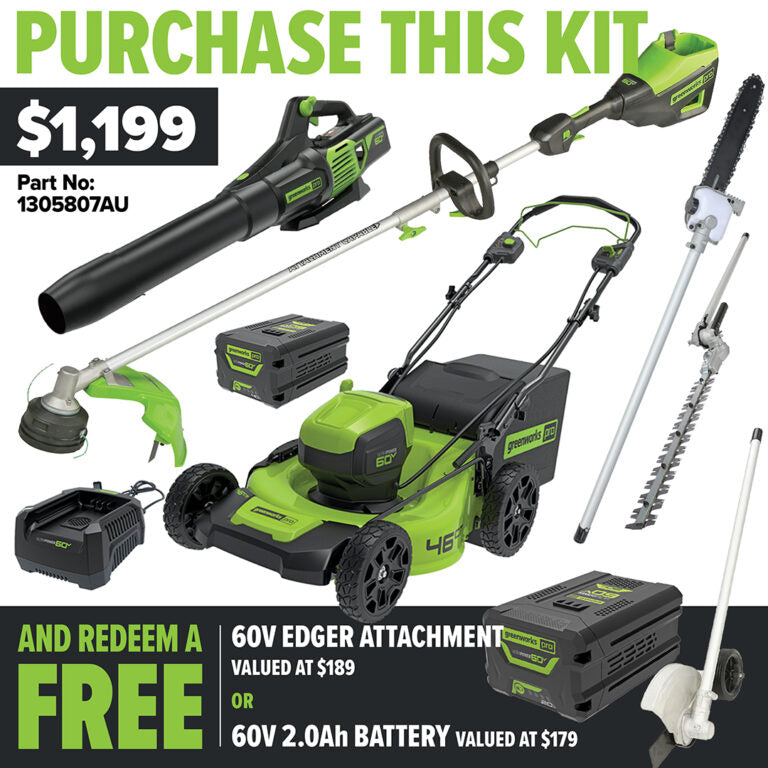 Greenworks-Greenworks 60V 46cm Self-Propelled Lawnmower Start Up Kit-Lawn Mower-