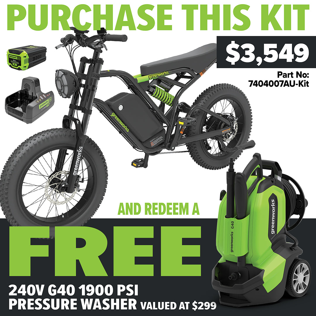 Greenworks-Greenworks 60V VENTURE Series 20” Fat Tyre Electric All Terrain Bike-Electric Bike-Kit with 8Ah Battery and Charger-