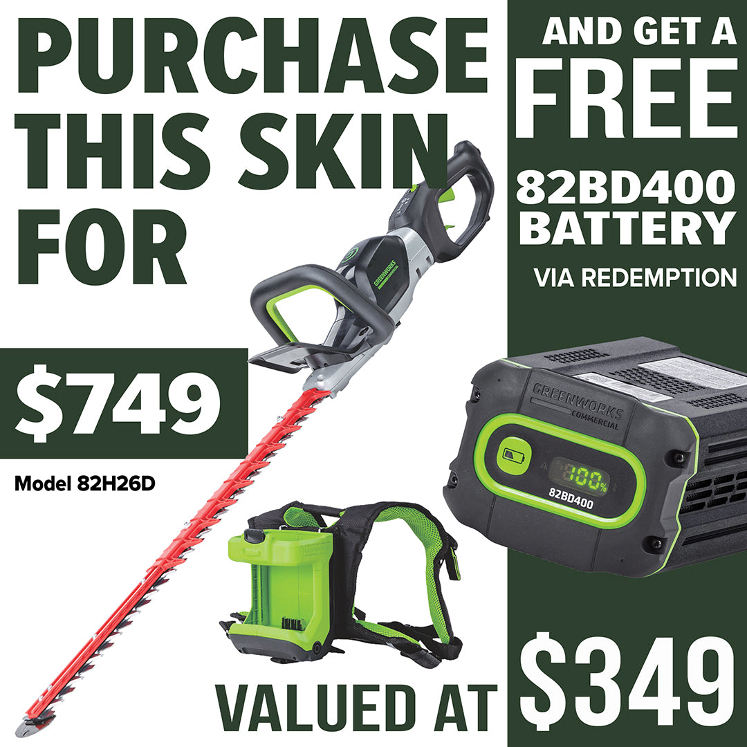 Greenworks-Greenworks 82H26D 82V 26" Dedicated Hedge Trimmer (Skin) [2207507AU] - 82V Trimmer with 26" blade, 4300 strokes per minute, 180° rotating handle-Battery Hedge Trimmer Skin-