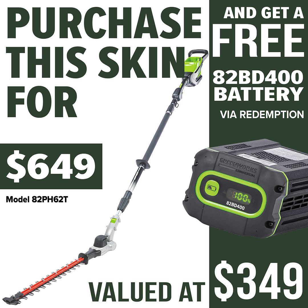 Greenworks-Greenworks 82PH62T 82V Telescopic Pole Hedge Trimmer [2301407AU] - Improved mobility and maximum reach.-Battery Hedge Trimmer-