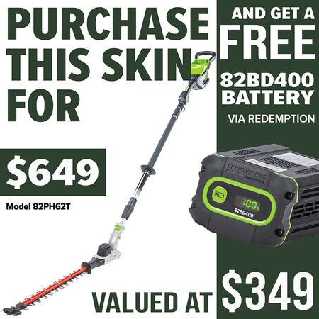 Greenworks-Greenworks 82PH62T 82V Telescopic Pole Hedge Trimmer [2301407AU] - Improved mobility and maximum reach.-Battery Hedge Trimmer-