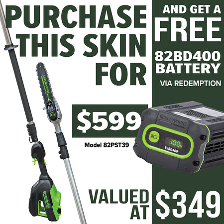 Greenworks-Greenworks 82PST39 82V Gen II Telescopic Pole Saw [1402307AU] - Exceptional efficiency and performance 30% more than a petrol model.-Battery Pole Saw-