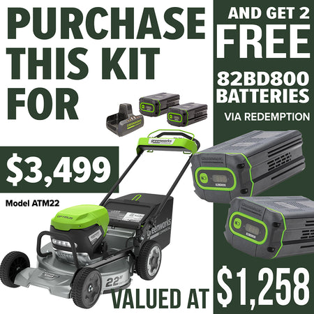 Greenworks-Greenworks ATM22 82V 22in SP Mower Kit [2504307AU-KIT] - 22in commercial self-propelled mower with 82V battery power kit-Lawn Mower-