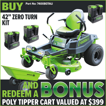 Greenworks-Greenworks CRZ426 60V Pro 42" Electric Zero Turn Mower Kit [7400807AU]-Domestic Zero Turn Mower-