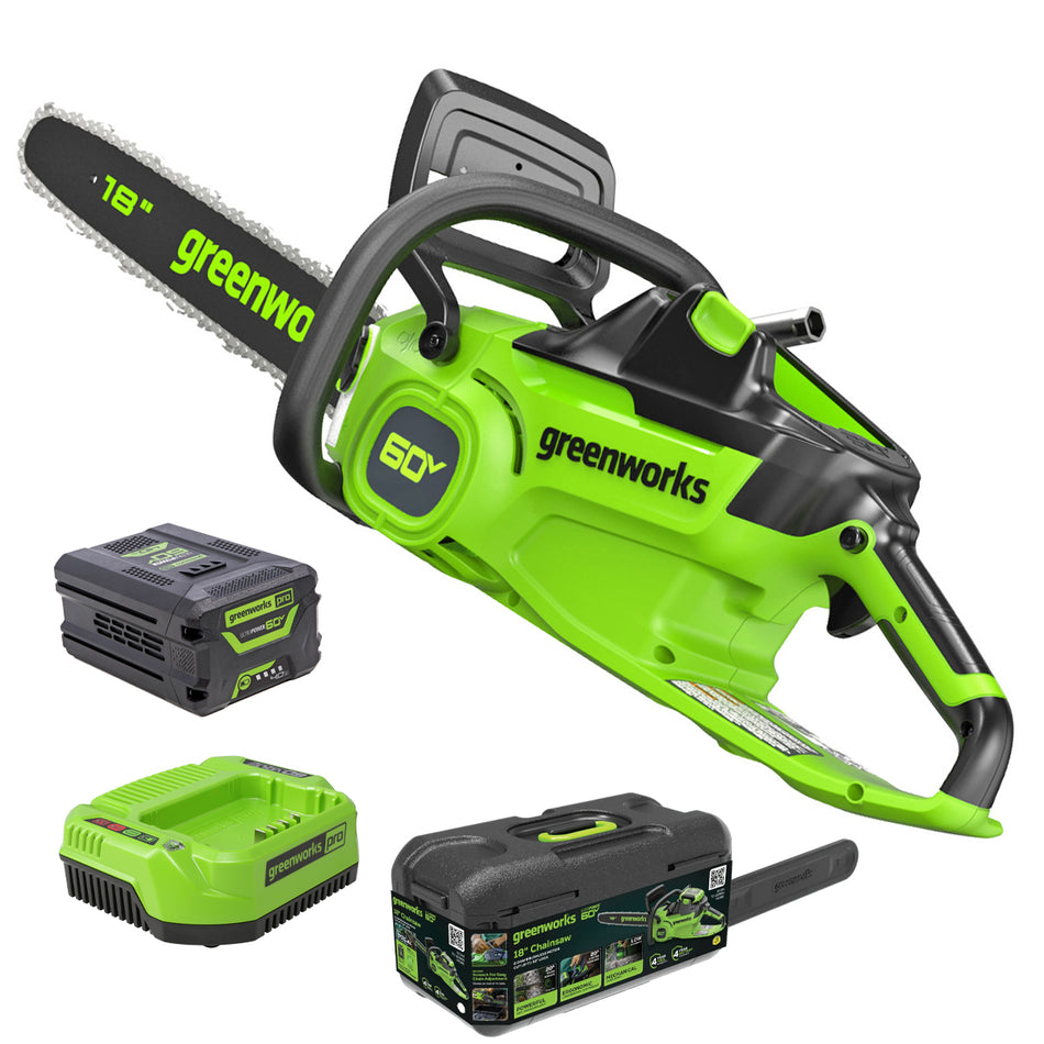 Greenworks-Greenworks CS60L414 60V Pro 18" 2.0kW Brushless Chainsaw - A high performance tool that will revolutionise your cutting experience.-Battery Chainsaw Kit-