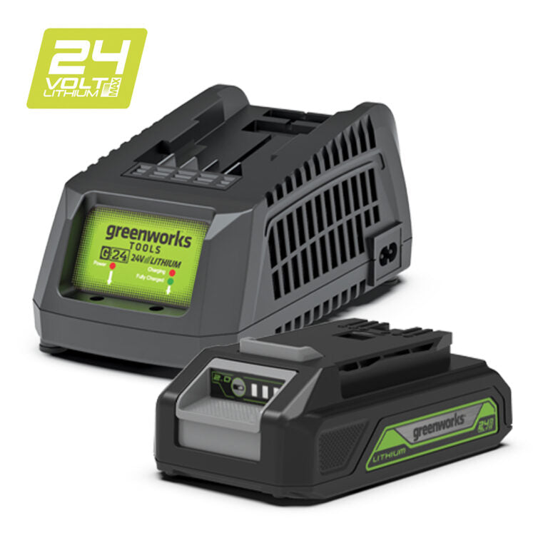 Greenworks-Greenworks 24V Battery 2.0Ah - Maximum functionality and efficiency with the latest technology-Battery-24V Battery 2.0Ah and Charger Kit-
