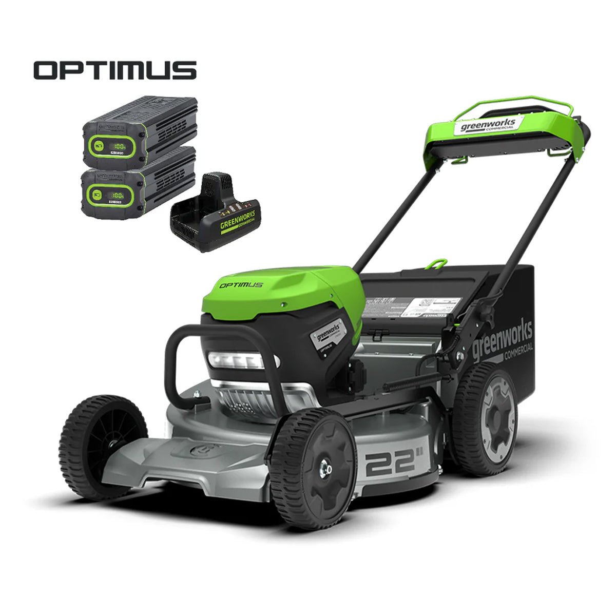 Greenworks-Greenworks Optimus ATM22 – 22” Alloy Base Self Propelled Lawn Mower Bundle Kit-Lawn Mower-