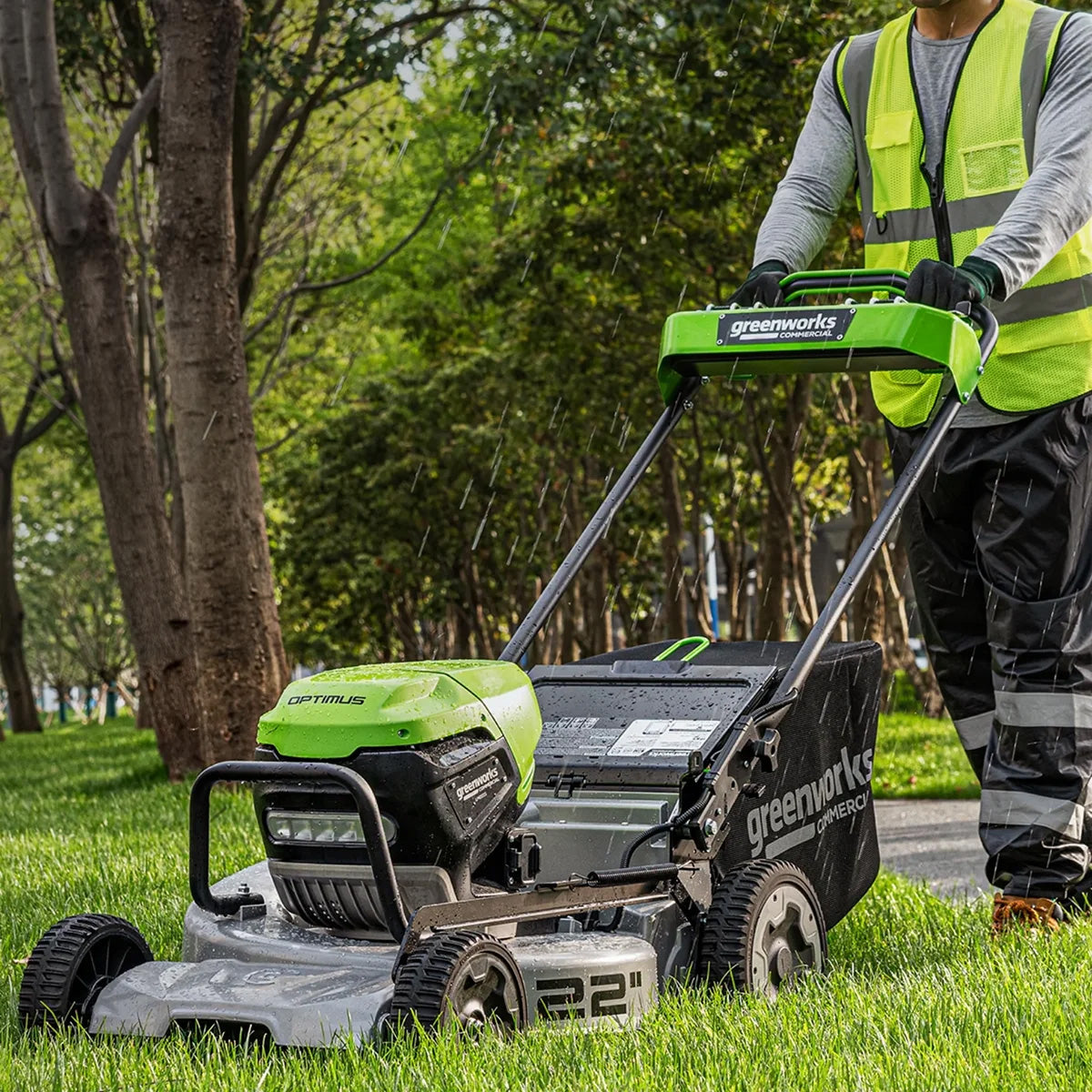 Greenworks-Greenworks Optimus ATM22 – 22” Alloy Base Self Propelled Lawn Mower Bundle Kit-Lawn Mower-