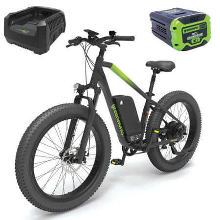 Greenworks-Greenworks 60V VENTURE Series 26” Fat Tyre Electric Mountain Bike-Electric Bike-Kit with 8Ah Battery and Charger-