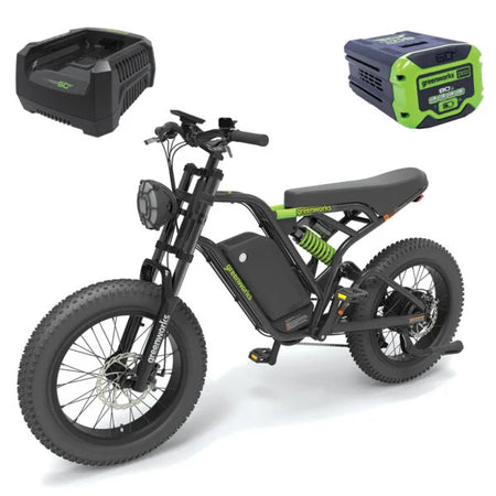 Greenworks-Greenworks 60V VENTURE Series 20” Fat Tyre Electric All Terrain Bike-Electric Bike-Kit with 8Ah Battery and Charger-