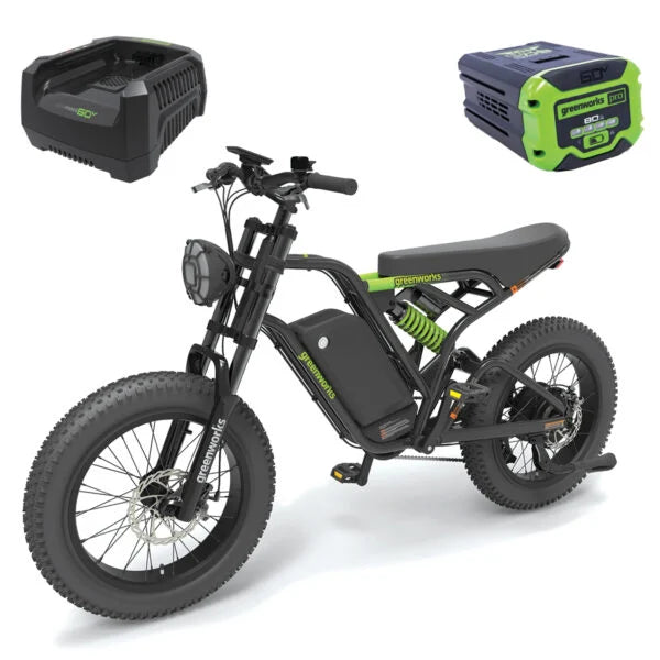 Greenworks-Greenworks 60V VENTURE Series 20” Fat Tyre Electric All Terrain Bike-Electric Bike-Kit with 8Ah Battery and Charger-