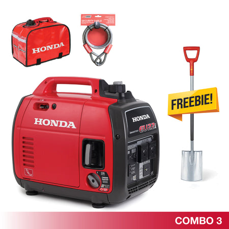 Honda-Honda EU22i 2.2kVA Inverter Generator - Available in Multiple Combo Options!-Generator-Honda EU22i, $125 Honda Dust Cover, $20 Security Cable & FREE $99 Spade-