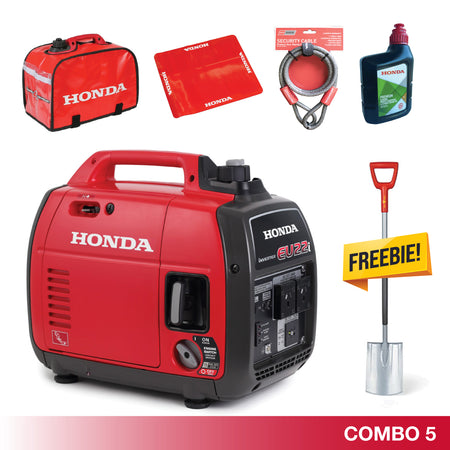 Honda-Honda EU22i 2.2kVA Inverter Generator - Available in Multiple Combo Options!-Generator-Honda EU22i, $125 Honda Dust Cover, $65 Honda Generator Mat, $20 Security Cable, $20 Honda 1L Oil & FREE $99 Spade-