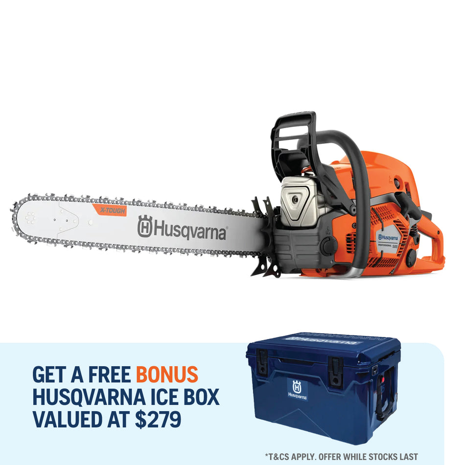 Husqvarna-Husqvarna 585 Saw ($279 BONUS) - 24in Powerful Chainsaw built for Arborists - SAVINGS & FREE $279 ICE BOX!-Professional Chainsaw-