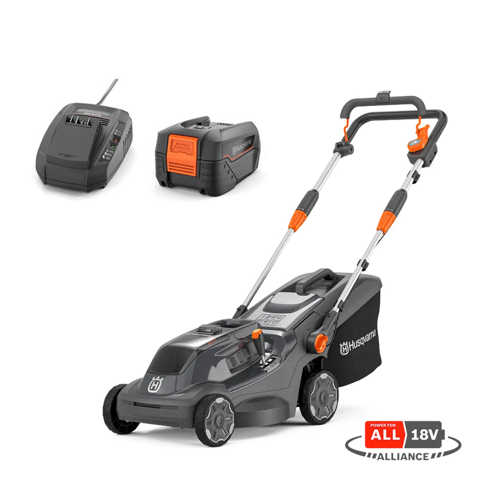 Husqvarna-Husqvarna Aspire LC34 18V Lawn Mower - 18V Battery Mower with 34cm deck & 30L collector!-Lawn Mower-Lawn Mower Kit with Battery and Charger-