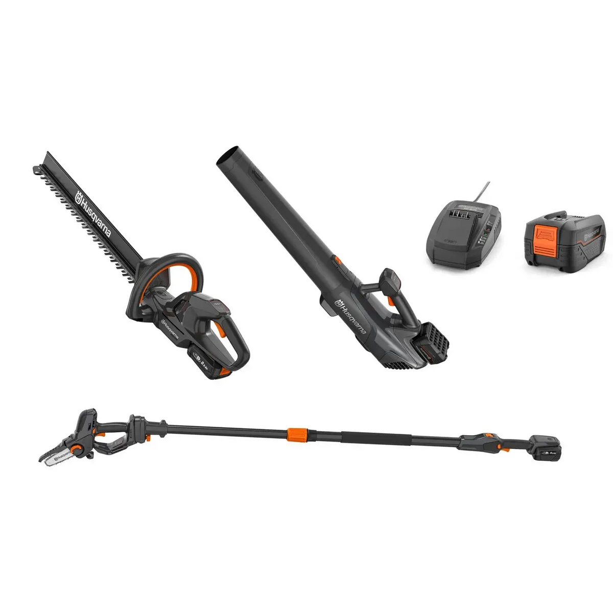 Husqvarna-Husqvarna Aspire™ Hedge Trimmer + Blower + Pole Pruner Bundle - With 4.0Ah Battery and Charger-Hedge Trimmer-