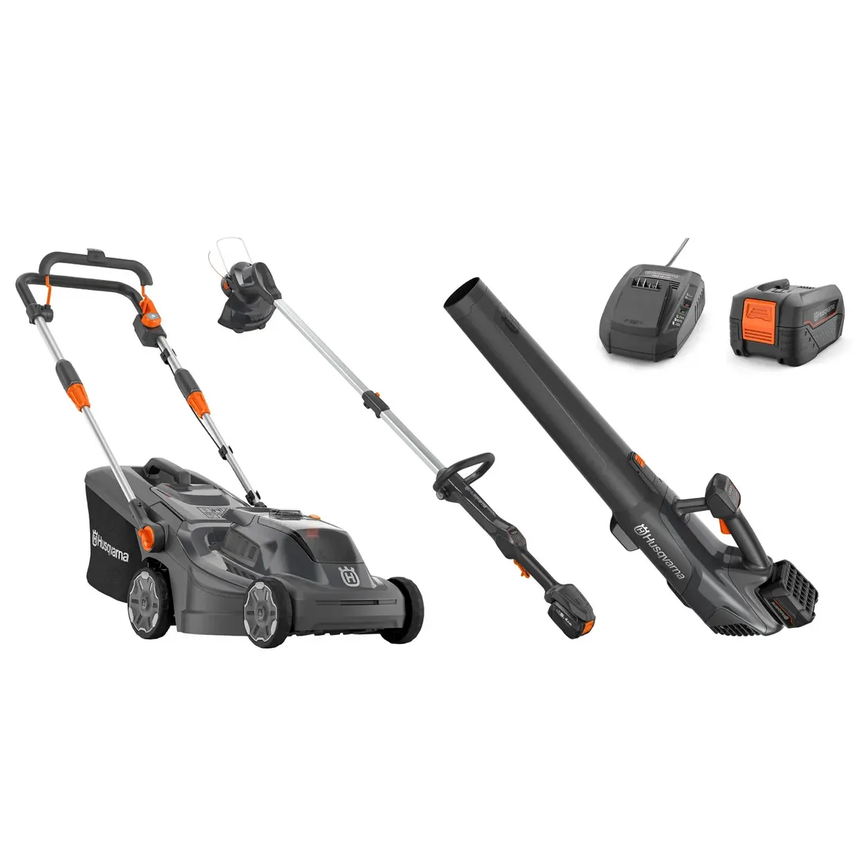 Husqvarna-Husqvarna Aspire™ Lawn Mower + Grass Trimmer + Leaf Blower Bundle - With 4.0Ah Battery and Charger-Lawn Mower-