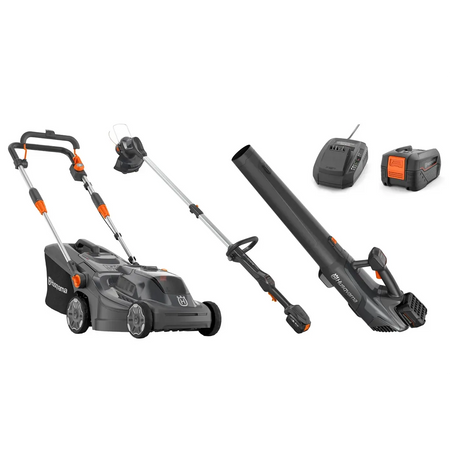 Husqvarna-Husqvarna Aspire™ Lawn Mower + Grass Trimmer + Leaf Blower Bundle - With 4.0Ah Battery and Charger-Lawn Mower-