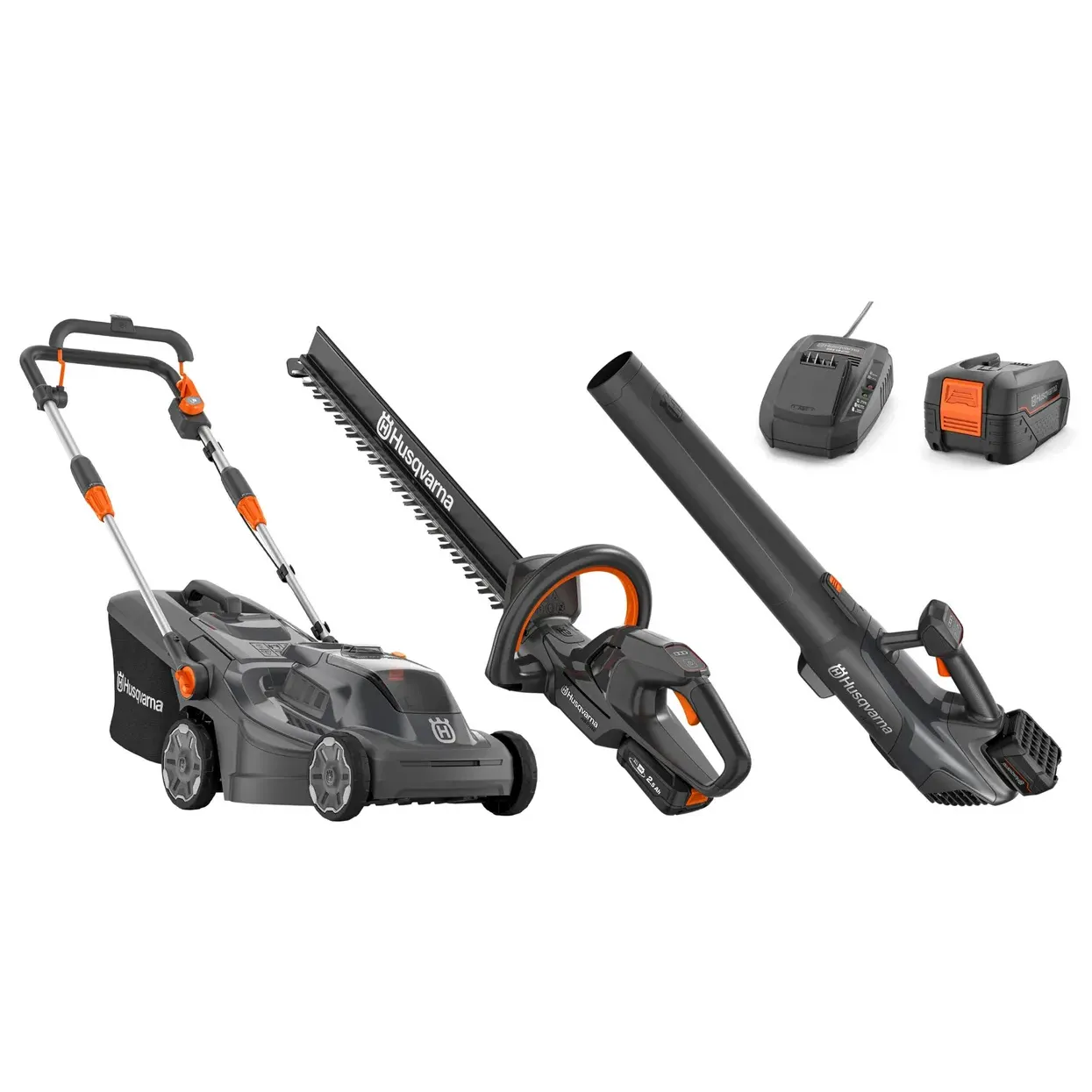 Husqvarna-Husqvarna Aspire™ Lawn Mower + Hedge Trimmer + Blower Bundle - With 4.0Ah Battery and Charger-Lawn Mower-