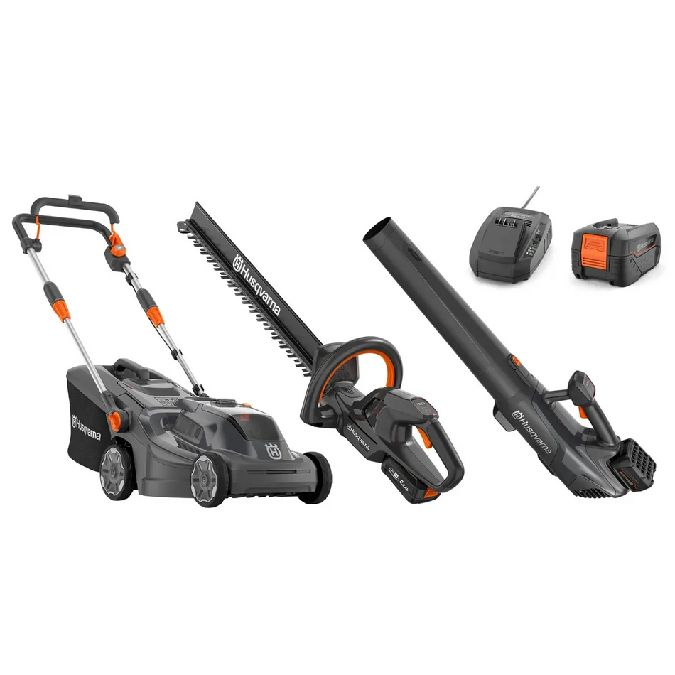 Husqvarna-Husqvarna Aspire™ Lawn Mower + Hedge Trimmer + Blower Bundle - With 4.0Ah Battery and Charger-Lawn Mower-
