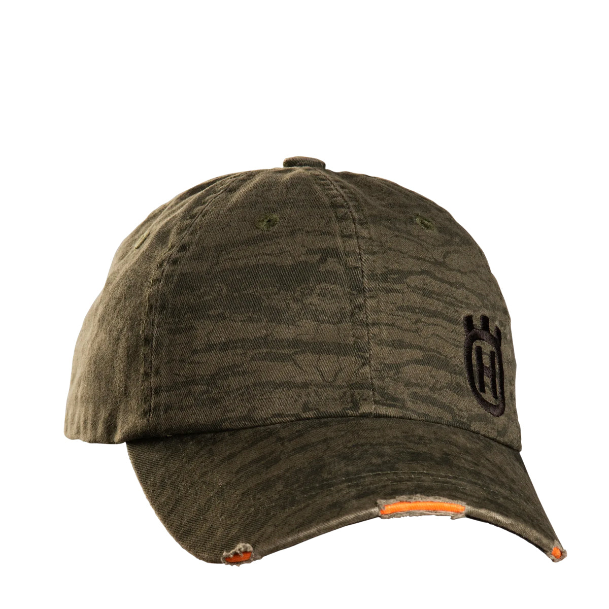 Husqvarna-Husqvarna Xplorer Cap - Bark Camo - Vintage dark green cap with adjustable leather band-Cap-Bark Camo-