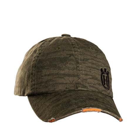 Husqvarna-Husqvarna Xplorer Cap - Bark Camo - Vintage dark green cap with adjustable leather band-Cap-Bark Camo-