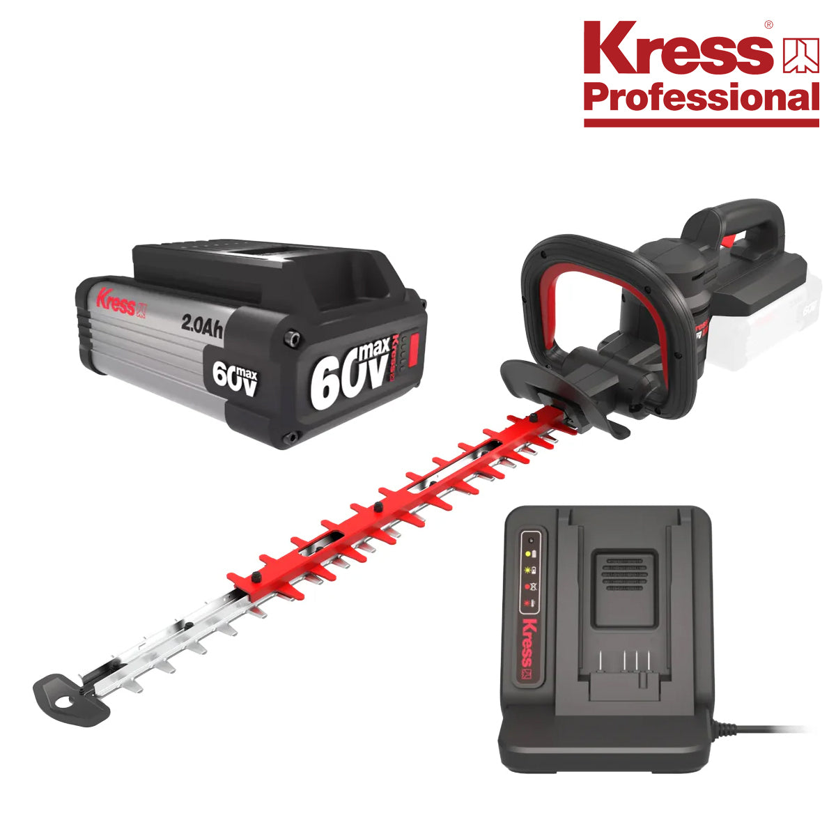 Kress-Kress Pro 60V 64cm Trimmer Kit - KG262.9 64cm Hedge Trimmer with 1x KA3000 Battery & 1x KA3713 Charger-Battery Grass Trimmer Kit-