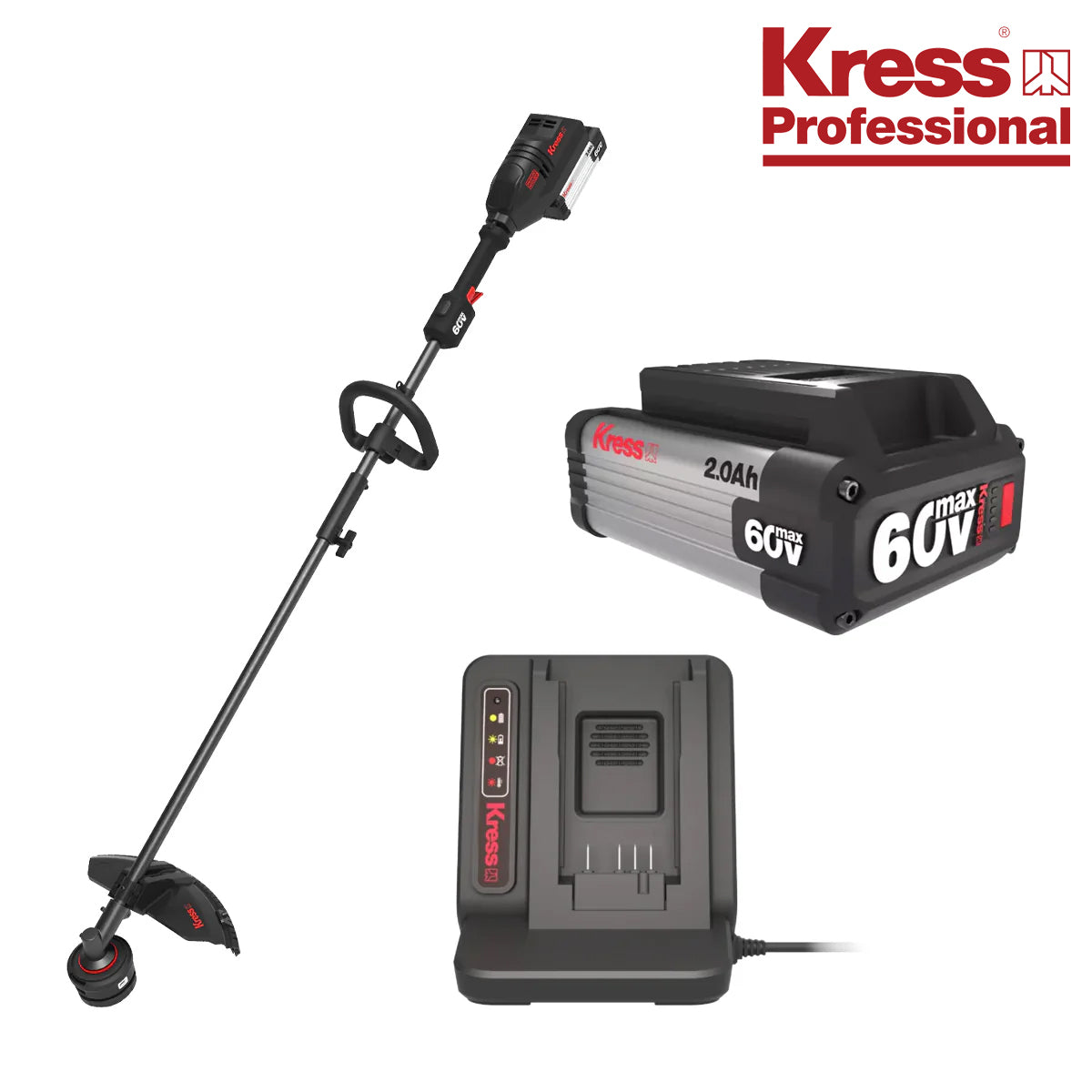 Kress-Kress Pro 41cm String Trimmer Kit - KG163.9 Attachment Capable Trimmer w/ 1 KA3000 Battery & 1 KA3713 Charger-Commercial String Trimmer Kit-